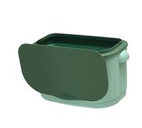 Cocoarm Hanging Trash Can, Plastic Wall Mounted Waste Bin with Cover Cap, Collapsible Folding Design, Flip Top Lid and Clamp Structure, for Kitchen Bathroom Cabinet Door (Light Green)