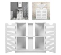 Cocoarm Household Modern Double Door Sink Basin Storage Cabinet, Wood-Plastic Board, and Fire-Resistant, Ideal for Family Bathroom or Toilet Use