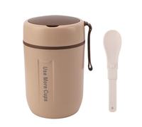 Cocoarm Insulated Food Jar, 600ml 304 Stainless Steel Thermal Soup Cup, with Spoon and Leakproof Cover, for Kids Breakfast Outdoor (Khaki)