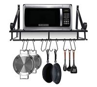 Cocoarm Kitchen Pan Rack, Iron Wall Mounted Pot Pan Racks with 10 Hooks, Black (45CM)