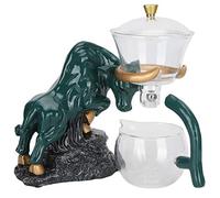 Cocoarm Kung Fu Tea Set High Borosilicate Glass Tea Cups Set with Drip Pot 15 X 19 Cm Maker Exquisite Texture Comfortable Grip for Oolong Fragrant Home Fans (Green)