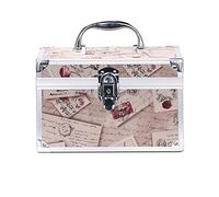 Cocoarm Lockable Makeup Box,Large Capacity Cosmetic Organizer Box with Thicker Hinges for Durability,Ample Storage Space for Jewelry and Cosmetics,Ergonomic Handle Design On-The-Go (Beige)