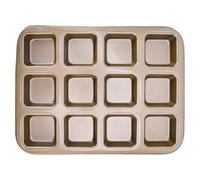Cocoarm Mini Loaf Baking Pans, Carbon Steel Brownie Baking Pan with Non Stick Coating, 12 Cavity 10.5 X 14.0in, Rolled Edge, for Brownies Bread Cakes Muffins Home Bakers (Extra Thick 12-piece Golden