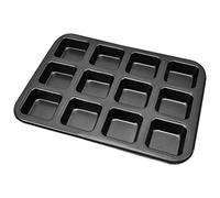 Cocoarm Mini Loaf Baking Pans, Carbon Steel Brownie Baking Pan with Non Stick Coating, 12 Cavity 10.5 X 14.0in, Rolled Edge, for Brownies Bread Cakes Muffins Home Bakers (Extra Thick 12-piece Black