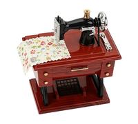 Cocoarm Mini Sewing Machine Music Box, Wind Up Vintage Musical Toy, with Simulated Wood Texture, Metal Wheel, for Tabletop Decoration or (1010 Mini Sewing Machine Music Box)