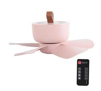 Cocoarm Mini USB Plug Ceiling Fan ABS Camping Ceiling Fan 5V 2A 4 Speeds Remote Timer 5 Blade Hanging for Tent Bedroom Travel Power Outage (Pink)