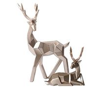 Cocoarm Modern Stag Statue Resin Deer Statue Decoration 2Pcs Resin Deer Ornaments Sculpture Metal Reindeer Decorative Reindeer Figurine Metal Christmas Decoration Gift For Living Room Kitchen Bedroom