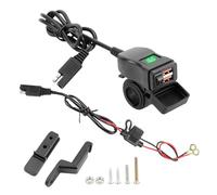 Cocoarm Motorcycle USB Power Adapter, PC Dual 18W QC3.0 Fast Charging Port with LED Voltage Meter and On Off Switch, 6.6 X 3.5 X 2.3cm for Riders Using GPS Cameras Phones Tablets (Green Digital