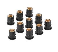 Cocoarm Motorcycle Windscreen Well Nut Rubber Captive Brass M6x0.8mm 10PCS Well Nut Set Universal Windshield Body Panel Mount Replacement for Motorcycle ATV Riders