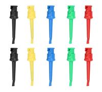 Cocoarm Multimeter Test Hooks, 10pcs Gold Plated SMD IC Grabber Kit for SMT/SMD IC D20 Cable Welding (Red, black, yellow, blue and green)