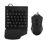 Cocoarm One Handed Keyboard Mouse Set ABS Gaming Keyboard 35 Keys 7 Color Backlight Wired USB with Ergonomic Palm Rest and 6 Button Mouse for PC Laptop Mobile Tablet Gamers