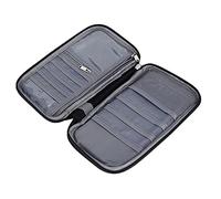 Cocoarm Passport Wallet Oxford Cloth Passport Holder with Multiple Card Slots Zipper Pocket Hand Strap for Family Travel Airport Boarding Pass Cash Document Organizer (Low Profile Black Large Size)