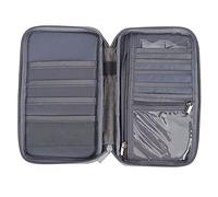 Cocoarm Passport Wallet Oxford Cloth Passport Holder with Multiple Card Slots Zipper Pocket Hand Strap for Family Travel Airport Boarding Pass Cash Document Organizer (Premium Gray Large Size)