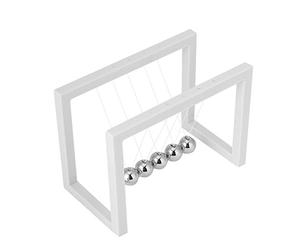 Cocoarm Physics Pendulum Ball, Plastic Frame Newton Ball Desk Toy with Metal Balls and Nylon String, 16 X 11.6 X 8.7cm, Momentum Conservation Science Decor for Home Office Kids (White)