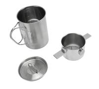 Cocoarm Pour Over Coffee Maker Set, 304 Stainless Steel Camping Coffee Maker with Paperless Filter, Foldable Dripper, Mug with Lid and Powder Jar for Travel Office Home
