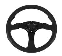 Cocoarm Racing Steering Wheel, PU Leather Sports Steering Wheel with Aluminum Frame, 14 Inch Universal 6 Hole Design, Easy Install for Drifting Track Days Daily Driving (Black)
