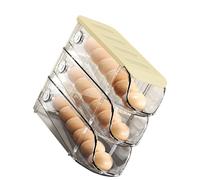 Cocoarm Refrigerator Egg Container, Plastic Stackable Egg Storage Box 3PCS with Auto Rolling Drawer Design, Sealed Organizer for Fridge Kitchen Cabinets Household Use 26x22.5x9.3cm (Cream White)