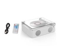 Cocoarm Retro CD Player, 2x6W Speakers with BT 5.0 (white) | Vintage Wood Grain Music Player, Remote Control, 2500mAh Battery, CD/USB/Line-in Playback, Type C Charging