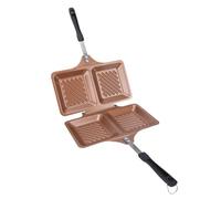 Cocoarm Sandwich Press Pan, Double Sided Non Stick Grilled Stovetop Panini Maker, Square Iron Design, for Home Kitchen (Gold)