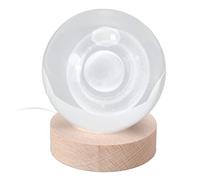 Cocoarm Saturn Lamp Crystal Ball Night Light with 3D Engraving LED USB Wooden Base 8cm Planet Lamp for Bedroom Desk Living Room Kids Friends Gift Decor (Saturn Warm Light)