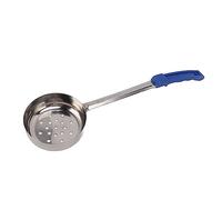 Cocoarm Sauce Spoon Stainless Steel Pizza Spread Measuring Spoon with PP Handle for Kitchen Cooking Soup Serving, Long Handle for Heat Distance, Easy Grip, Portion Control (Blue 8oz (Holes Drain))