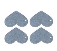 Cocoarm Silicone Placemats, Heart Shaped Dinning Table Mat Set of 4, Non Slip Heat Resistant Silicone Food Mat 7.5 X 7.3 in for Kitchen Sink Pet Feeding