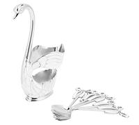 Cocoarm Swan Spoon Set European Style Silver White 4 Piece Cutlery Tableware Kitchen Dining Silverware Serving Spoons