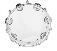 Cocoarm Tambourine 8in Double Row Jingle Bells, ABS Handheld Drum with Thickened Drum Cavity, Adjustable Tone, One Piece Build for Beginners Music Class Band Practice (Transparent)