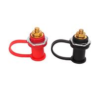 Cocoarm Thru Panel Battery Terminal Brass Stud Battery Binding Post 250A 3 8in Red Black Pair for Car Marine RV Firewall Panel Power Feed Connection