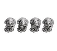Cocoarm Tire Valve Caps Skull Style, ABS and Copper Valve Stem Caps 4PCS with Rubber Seal, Rustproof Dust Cover Universal Fit for Cars Bikes SUVs Trucks Motorcycles (Silver)