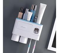 Cocoarm Toothbrush Storage Rack, PP ABS Toothbrush Wall Holder with Automatic Toothpaste Squeezer, Magnetic Inverted Cups, Wall Mount Organizer for Family Bathroom Mirror (2 Blue Cups)