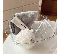 Cocoarm Transparent Plastic Washbasin PET Clear Face Basin Thickened Multipurpose Wash Basin Visible Water Level Easy Clean for Home Dormitory Travel Face Foot Laundry Use (M)