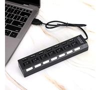 Cocoarm USB Docking Station, 7 Port Desktop Hub 480Mbps with Individual Switches and Overload Current Protection, Black Docking Station for Home Office Laptop Setup (7 mouth black)