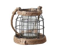 Cocoarm Vintage Glass Candle Lantern Rustic Iron Candle Holder with Rope for Hanging Indoor Outdoor Decor Farmhouse Wedding Christmas Halloween 18x16cm 27x22cm (1)