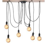 Cocoarm Vintage Hanging Pendant Light 6 Arms E27 Retro Chandelier Pendant DIY Multi Light Industrial Ceiling Spider Lamp Light Metal Lamp for Dining Room Hall Bedroom Hotel