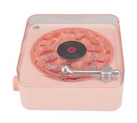 Cocoarm Vintage Record Player Style, Speaker Retro Speaker Phonograph Style Speaker with Night Light Time Display Loud Volume Rich Bass (Rosy)