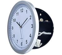 Cocoarm Wall Clock Safe Round Wall Clock with Safe, Secret Clock Retro Safe Wall Clock Compartment Container Box for Jewelry Cash Credit Cards Etc. (Silver)