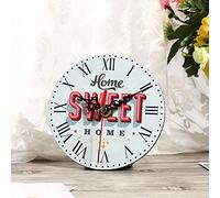 Cocoarm Wall Clocks 4.7 Inch Vintage Wooden Round Clock Creative Antique Wall with Black Hour Minute Hands Red Second Hand for Home Office Bedroom Decoration (#7)