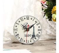 Cocoarm Wall Clocks 4.7 Inch Vintage Wooden Round Clock Creative Antique Wall with Black Hour Minute Hands Red Second Hand for Home Office Bedroom Decoration (#6)