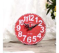 Cocoarm Wall Clocks 4.7 Inch Vintage Wooden Round Clock Creative Antique Wall with Black Hour Minute Hands Red Second Hand for Home Office Bedroom Decoration (#5)