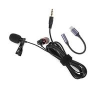 Cocoarm Wired Collar Clip Microphone, ABS Omnidirectional Condenser Pickup Mic 3.5mm with Headset, 2m Cable, Listen While Talk, for Live Broadcast Interview Smartphone Camera Laptop (Microphone +