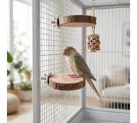 Cocoarm Wood Bird Perch Platform Natural Pine Wood Round Perch Stand 2.5 X 0.8in with Metal Wing Nuts 3 Pack for Small Birds Canaries Finches Parakeets Lovebirds Budgies