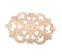 Cocoarm Wood Carved Applique, Rubber Wood Flower Pattern Decor, Elegant Handcrafted Design for Doors Cabinets and Mirrors (22 * 14CM)