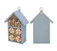 Cocoarm Wooden House Hanging Bee House with Log and 23.3 X 12 X 7.5 Cm for Garden Decor Nature Observation and Bee Shelter