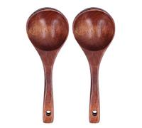 Cocoarm Wooden Spoon, Large Leaf Camphor Wood Cooking Spoon Set 2 Pieces with Hanging Hole Handle, Washable Smooth for Stirring Coffee Fried Rice Salad Kitchen Use (Length 17.5CM)