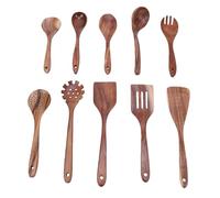 Cocoarm Wooden Spoons for Cooking, Teak Wood Kitchen Utensils Set with Ergonomic Handle, Polished Craftsmanship and Easy to Clean, for Various Daily Cooking Needs