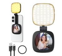 Cocobeen Magnetic Selfie Light for Phone: 5 Led Mode with Mirror Compatible for iPhone & Android - Rechargeable Portable Fill Light for Photography/Video Recording/Conference/Vlog/Makeup (black)