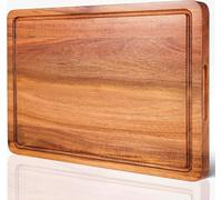 COCOBOSS Premium Acacia Wood Cutting Board for Kitchen Wood Chopping Board - with Juice Slot and Convenient Handles 38 x 25 x 2,5 CM