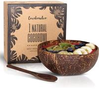 COCOBOWLCO Coconut Bowl & Wooden Spoons Bowl Set - Coconut Bowls, Eco Friendly Kitchen Decor, Acai Bowls, Smoothie Bowls - Birthday Gifts for Women (1, Natural)