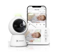 COCOCAM 2K 4MP AI Baby Camera Monitor, 5" Display, 2.4G/5GHZ WiFi, Covering Face/Sleeping on Stomach Detection, Smart Time Album, AI/Cry Detection, Auto Track, IR Night Vision, AES Encryption